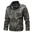 thumbnail image 1 of Lilgiuy Men's Leather Jacket Fashion Fall Winter Vintage Long Sleeve Zip Up Outwear Jacket for Motorcycle Biker Black, 1 of 4