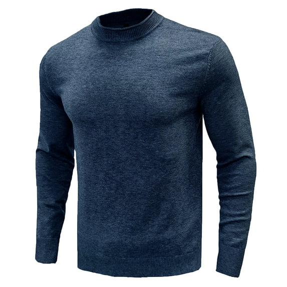 Lilgiuy Men's Long Sleeve Crew Neck Pullover Sweater Solid Color Top Regular Fit