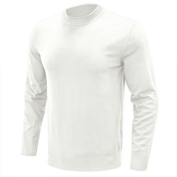 Lilgiuy Men's Long Sleeve Crew Neck Pullover Sweater Solid Color Top for Bodybuilding Gym