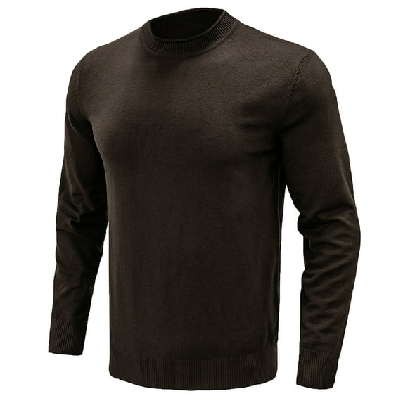 Lilgiuy Men's Long Sleeve Crew Neck Pullover Sweater Solid Color Top for Gym Workout Jogging Beach