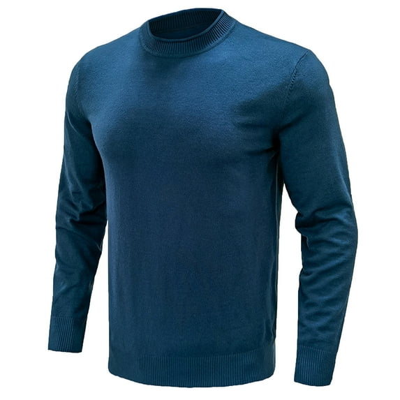 Lilgiuy Men's Long Sleeve Crew Neck Pullover Sweater Solid Color Top for Office Business Work