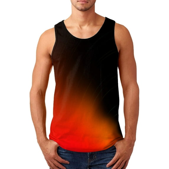 Lilgiuy Men's Loose Tank Tops Casual Fashion Summer Gradient Round Neck Sleeveless Vest Sports Fitness Daily Blouse Black