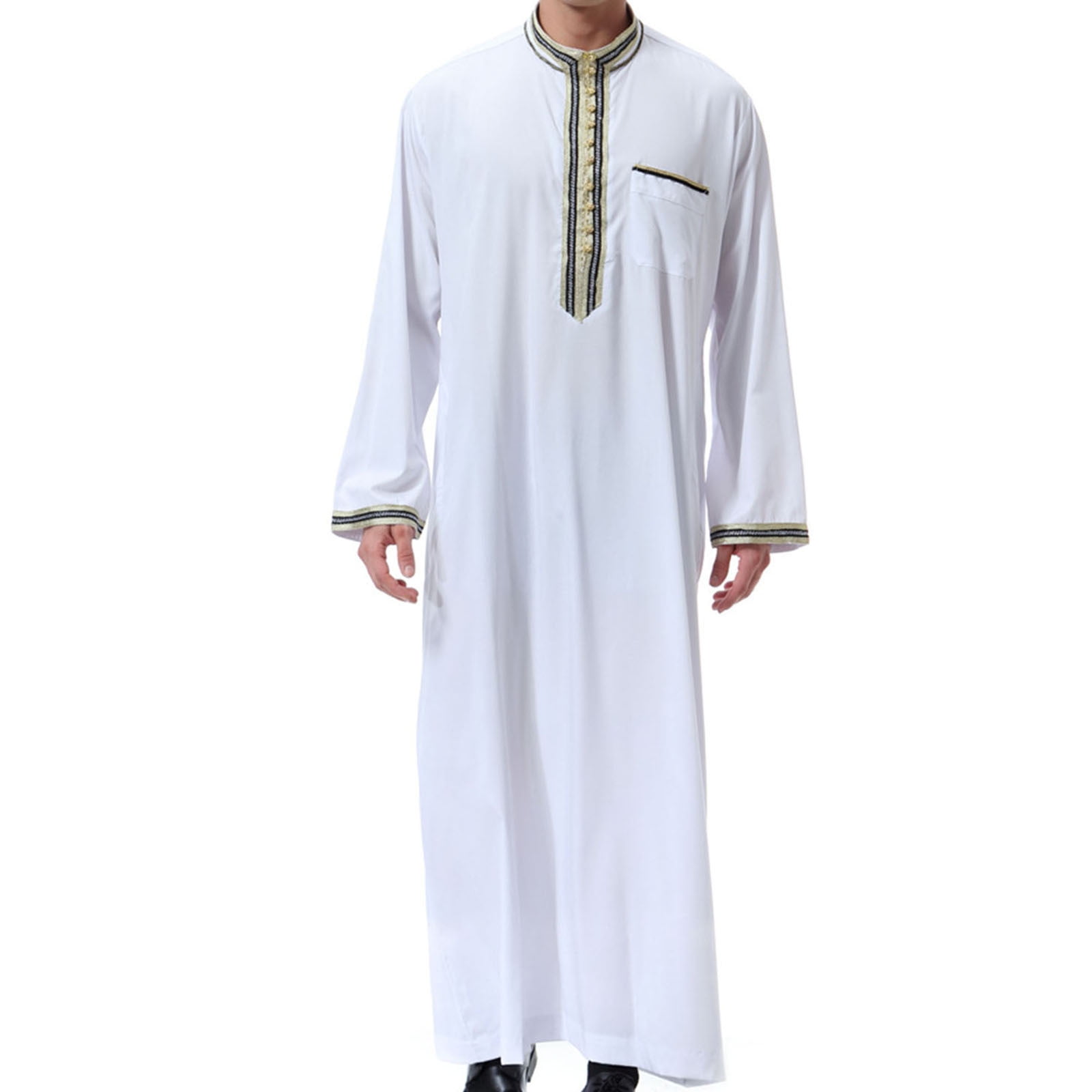 Lilgiuy Men's Muslim Robe Arab Middle Robe Long Style Long Sleeve ...