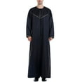 thumbnail image 1 of Lilgiuy Men's Muslim Robe Arab Middle Robe Pattern Ear Long Sleeve Standing Neck Fashion Casual Robe for Bodybuilding Gym, 1 of 5