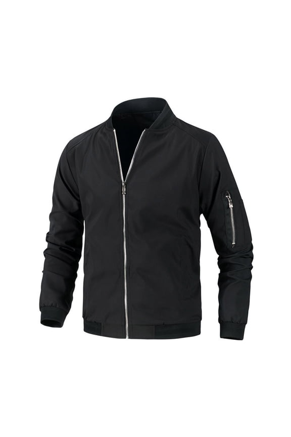 Men's Novelty Casual Baseball Uniform Stand Collar Jacket Solid Color Pocket Zipper Long Sleeve Tops Jacket Coat for Party Club Birthday