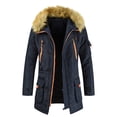 thumbnail image 1 of Lilgiuy Men's Novelty Casual Loose Medium Length Cotton Coat Plush Hooded Cotton Coat Large Thickened Thermal Coat for Sports Gym Exersice, 1 of 1