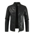 thumbnail image 1 of Lilgiuy Men's Novelty Casual Work Clothes Leather Coat Long Sleeve Lapel Pocket Zipper Fitted Jacket Suit Coat for New Year Christmas, 1 of 3
