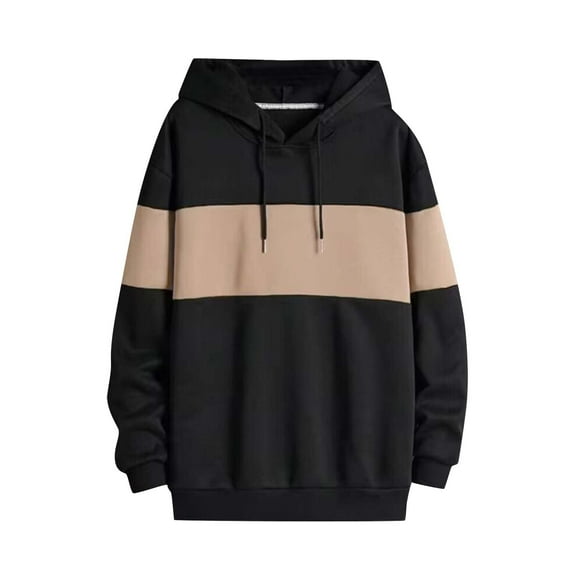 Lilgiuy Men's Novelty Color Block Pullover Hooded Sweatshirts Drawstring Long Sleeve Cozy Sport Gifts for Your Family or Co-workers