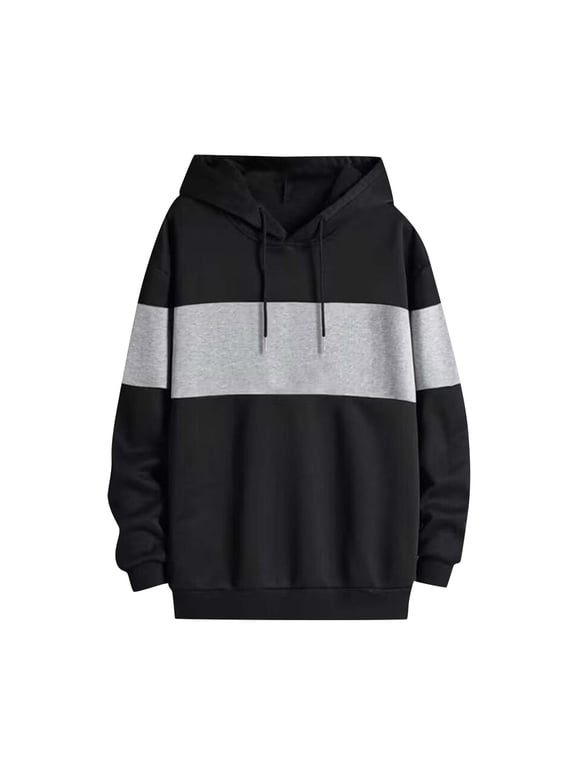 Men's Novelty Color Block Pullover Hooded Sweatshirts Drawstring Long Sleeve Cozy Sport for Snowboarding Skiing
