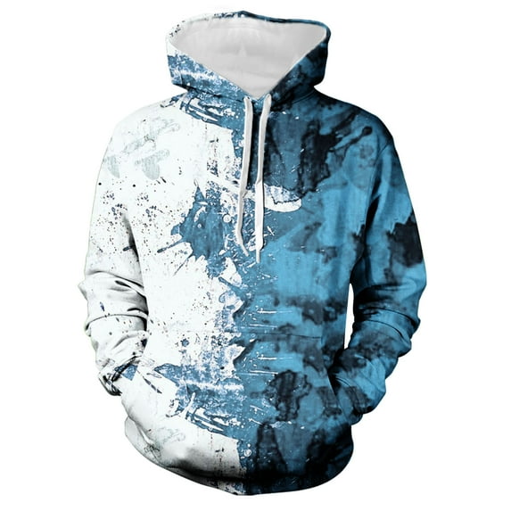 Lilgiuy Men's Novelty Color Block Pullover Hoodie Casual Round Neck Print Long Sleeve Hooded Sweatshirt for School College Library