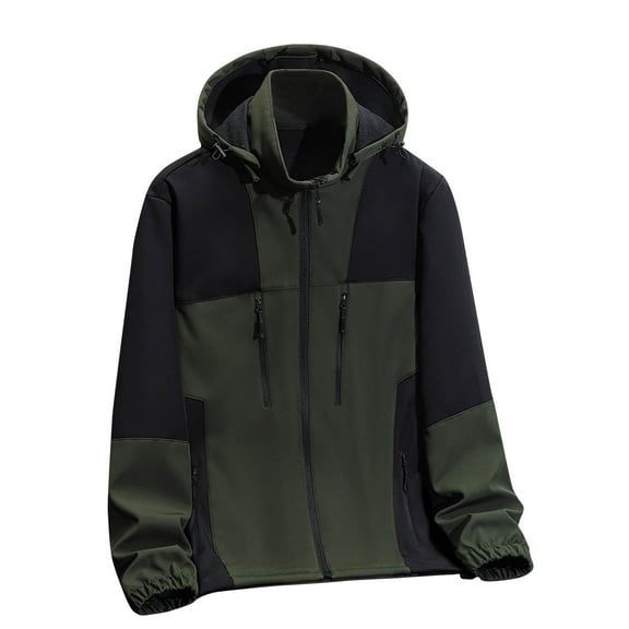 Lilgiuy Men's Outdoor Plush Color Blocking Jacket Splicing Soft Fleece Hood Detachable Mountaineering Jacket Sports Jacket Coat for Anniversary Graduation