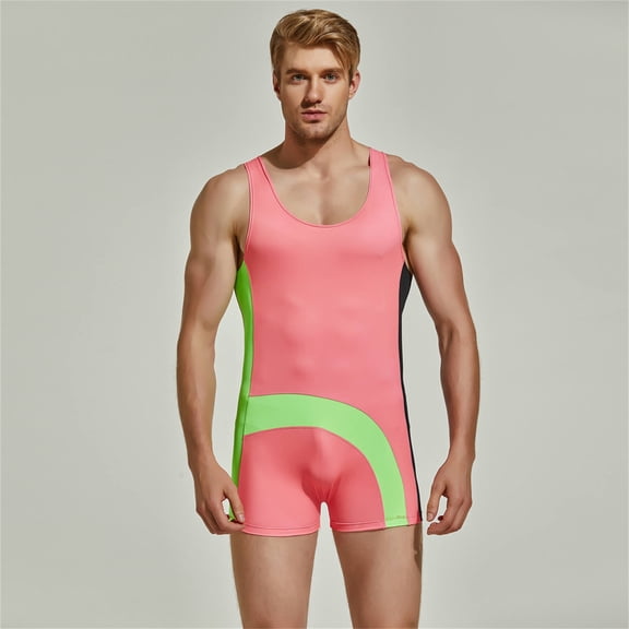 Lilgiuy Men's Outdoor Sports Leisure Elastic One-piece Color Matching Quick Drying Swimsuit Winter Clothes for 2022