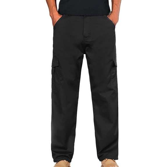 Lilgiuy Men's Pull-On Pant with Multi Pockets Elastic Waistband with Button Closure for Workplace Office