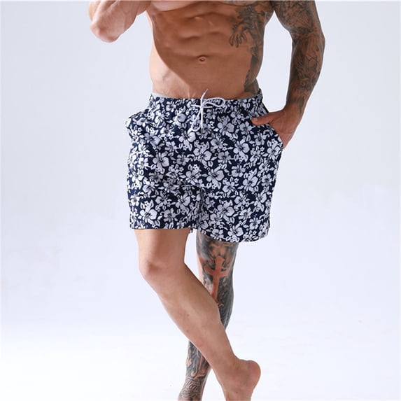 Lilgiuy Men's Quick-drying Breathable Beach Pants Large Size Casual Loose Five Points Shorts Printed Large Pants Fall Fashion for 2022 Spring Winter