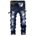 thumbnail image 1 of Lilgiuy Men's Ripped Jeans, Slim Straight Fit Destoryed Distressed Leg Denim Pants with Hole for Daily Wear, 1 of 5