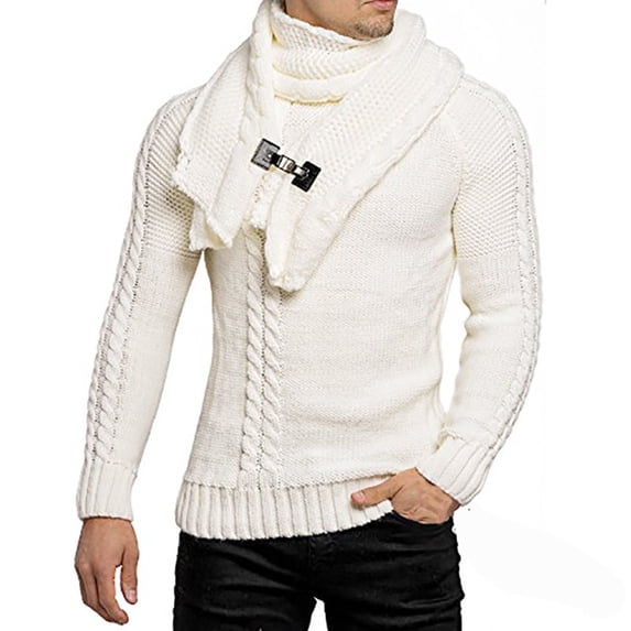 Lilgiuy Men's Shawl Collar Pullover Sweater Casual Slim Button Textured Knit Sweaters for Workplace Office Business