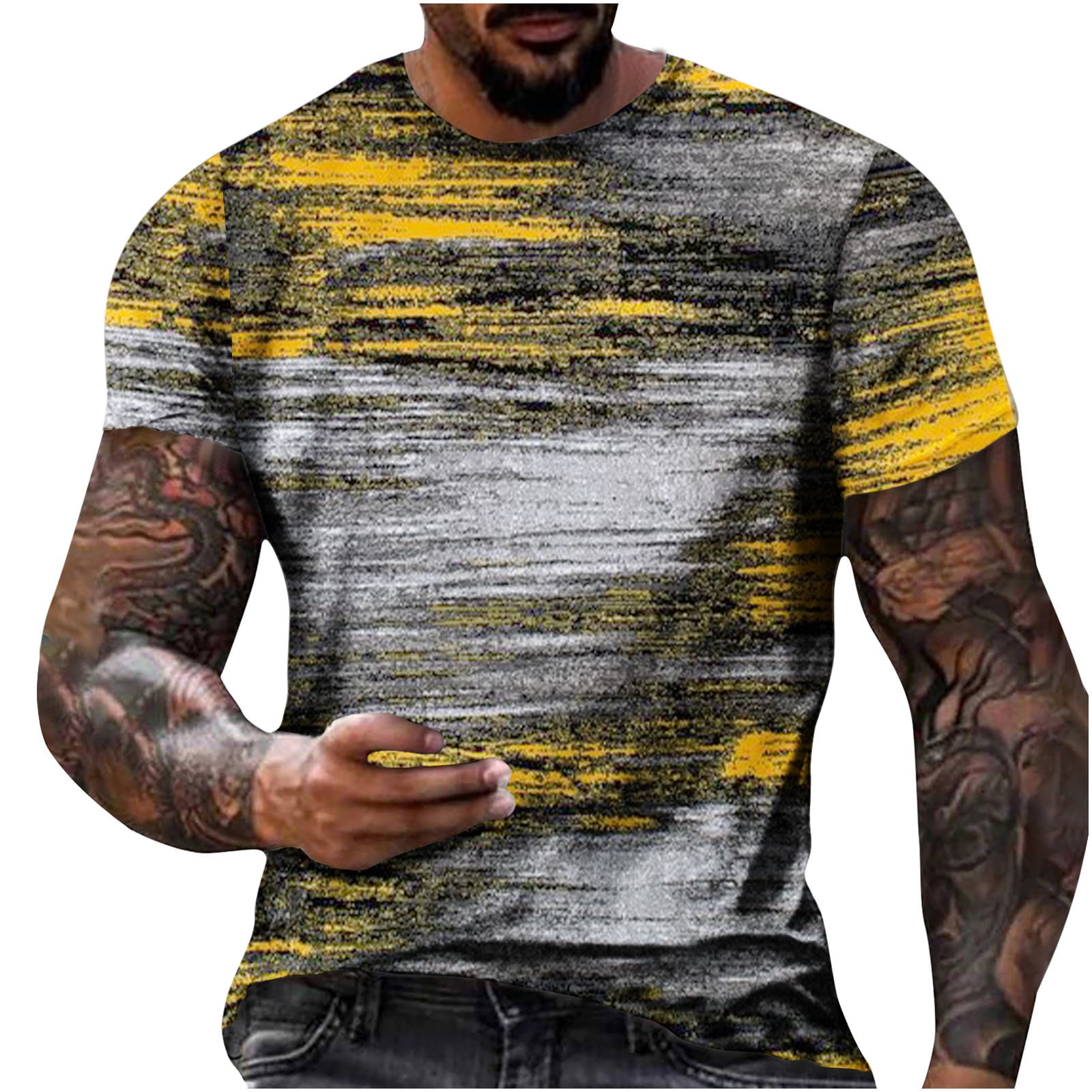 Lilgiuy Men's Short Sleeve T Shirts Not Positioned Regular