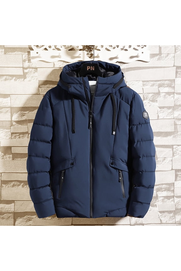 Men's Short Work Clothes Cotton Jacket Bread Jacket Thickened Long Sleeve Hooded Zipper Pocket Cotton Jacket Coat for Sailing Fishing Camping