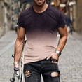 thumbnail image 1 of Lilgiuy Men's Slim Fit T-Shirt Casual Crewneck Ombre Color Tee Summer Short Sleeve Gradient Tops Muscle Workout Shirts Gifts for Your Relatives(Khaki,L), 1 of 5