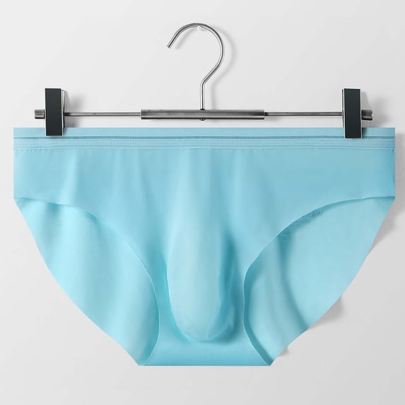 Lilgiuy Men's Solid Color Ice Silk Seamless One Piece Briefs(Sky Blue,XXXL) Fall Fashion for 2022 Spring Winter