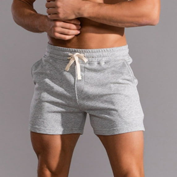 Lilgiuy Men's Solid Cotton Three-point Pants Sports Elastic Mid-waist Lace-up Shorts Clearance Sales 2022 Fall Winter