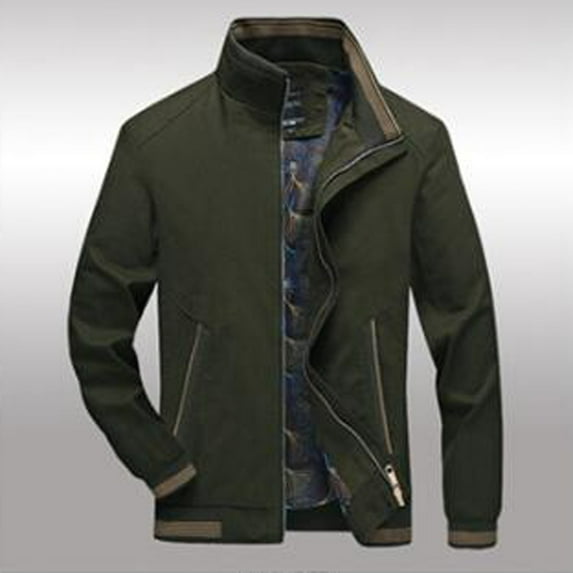 Lilgiuy Men's Solid Long Sleeve Coat Zipper Pocket Stand Collar Hooded Jacket Army Green(12) Winter Clothes for 2022