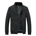 thumbnail image 1 of Lilgiuy Men's Solid Long Sleeve Coat Zipper Pocket Stand Collar Hooded Jacket Black（10） Winter Clothes for 2022, 1 of 5