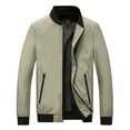 thumbnail image 1 of Lilgiuy Men's Solid Long Sleeve Coat Zipper Pocket Stand Collar Hooded Jacket Khaki（6） Winter Clothes for 2022, 1 of 5