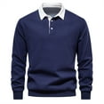 thumbnail image 1 of Lilgiuy Men's Solid Sweater Slim Long Sleeve Lapel Button Pullover Casual Sports Top Sweater for Stage Performance, 1 of 4