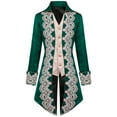 thumbnail image 1 of Lilgiuy Men's Steampunk Mid-Century Swallow-tailed Coat Patchwork Turn-down Collar Long-sleeved Gothic Victorian Coat Uniform Halloween Costume (Army Green), 1 of 5