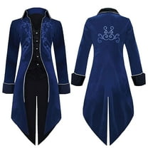 Lilgiuy Men's Steampunk Vintage Tailcoat Gothic Style Jacket Solid Long Sleeve Turndown Stage Uniform Halloween Coat