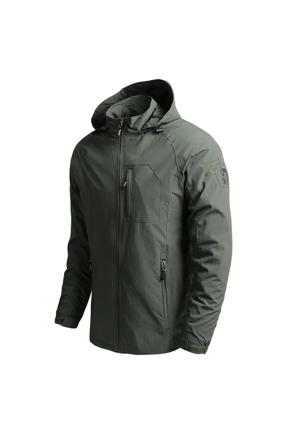 Men's Thin Jacket Casual Sports Windbreaker Hooded Jacket for School College Library