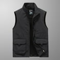 thumbnail image 1 of Lilgiuy Men's Thin Workwear Solid Color Vest Stand Collar Sleeveless Jacket Tank Tops Black（XXXXL） Winter Fashion 2022, 1 of 4