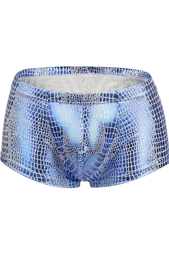 Men's Underwear Men's Boxers Fishscale Imitation Leather Double - Ding Underwear Charming Short Leg Health Underpants