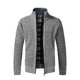 thumbnail image 1 of Lilgiuy Men's Winter Cardigan Casual Stand Collar Hoodless Zipper Double Pockets Plush Thickened Sweater Shirt Slim Coat Long Sleeved Hoodless Casual Coat/Jacket for Home Leisure, 1 of 2