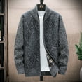 thumbnail image 1 of Lilgiuy Men's Winter Cardigan Sweater Casual Stand Collar Hoodless Zipper Double Pockets Long Sleeve Thickened Coat Jacket, 1 of 5