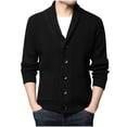 thumbnail image 1 of Lilgiuy Men's Winter Cardigan Sweater Causal Solid Color Long Sleeve Shawl Collar Buttons Down Knit Sweater with Pockets for New Year Christmas, 1 of 4