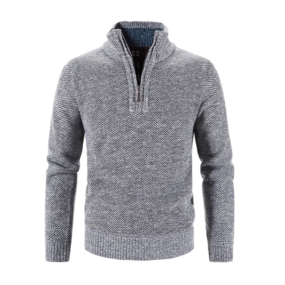 Lilgiuy Men's Winter Long Sleeve Stand Collar Zipper Half High Neck Sweater Casual Stand Collar Large Zipper Pullover Sweater Knitwear High Neck Sweater for Home Leisure