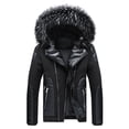 thumbnail image 1 of Lilgiuy Men's Winter Novelty Plush Collar Detachable Hooded Jacket Thickened Padded Clothes for Home Leisure, 1 of 5