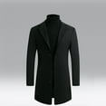 thumbnail image 1 of Lilgiuy Men's Winter Overcoat Wool Trench Coat 2023 New Solid Color Long Sleeve Lapel Single Breasted Pea Top Jacket Gifts for Your Family or Friends, 1 of 5