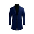 thumbnail image 1 of Lilgiuy Men's Winter Overcoat Wool Trench Coat 2023 New Solid Color Long Sleeve Lapel Single Breasted Pea Top Jacket for Tennis Basketball, 1 of 5
