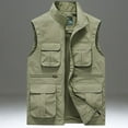 thumbnail image 1 of Lilgiuy Men's Work Fishing Vests Casual Solid Color Sleeveless Lightweight Outdoor Vest Jacket Coat with Multiple Pockets Khaki, 1 of 4