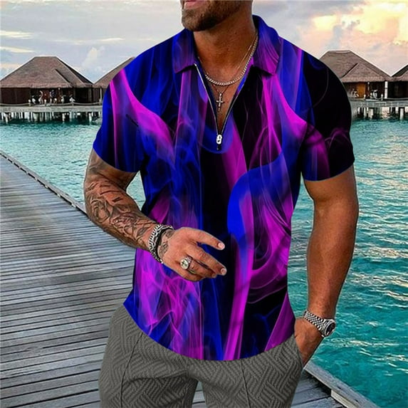 Lilgiuy Mens Hawaiian Shirt Short Sleeve Floral Lapel Neck Shirts Tropical Summer Beach Shirts Gifts for Your Boyfriends Husband Father(Multicolor,XL)