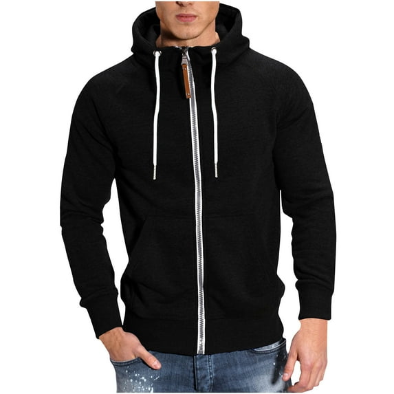 Lilgiuy Mens Hoodies Zip Up Stand Collar Solid Color Sweatshirts Casual Long Sleeve Hip Hop Sports Hooded Jackets with Pocket for Home Leisure