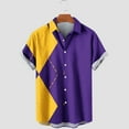 thumbnail image 1 of Lilgiuy Mens Mardi Gras Hawaiian Shirt Summer Candy Color Carnival Print Short Sleeve Lapel Collar Button Down Shirt Tropical Hawaiian Beach Shirt(Yellow,L), 1 of 5