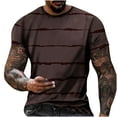 thumbnail image 1 of Lilgiuy Mens Oversized Muscle T-Shirt Gym Workout Solid Color Stripe Print Short Sleeve Lightweight Summer Tee Casual Loose Fit Top Gifts for Your Boyfriend(Brown,5XL), 1 of 4