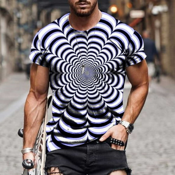 Lilgiuy Mens Workout Shirts Trendy 3D Printing Street Casual Short Sleeve Crew Neck Loose Fit Summer Tee for Gym Exercise Fitness(M-5Xl)