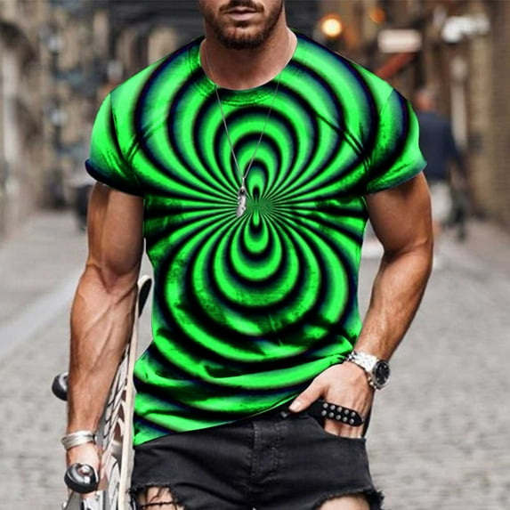 Lilgiuy Mens Workout Shirts Trendy 3D Printing Street Casual Short Sleeve Crew Neck Loose Fit Summer Tee for Gym Exercise Fitness(M-5Xl)