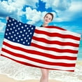 thumbnail image 1 of Lilgiuy Microfiber Baseball Beach Towel 4th of July Trendy American Flag Star 55.1" X 27.6" Large Beach Towel Blue White Red Cool Quick Dry Absorbent Lightweight Sand Free Bath Towels, 1 of 5