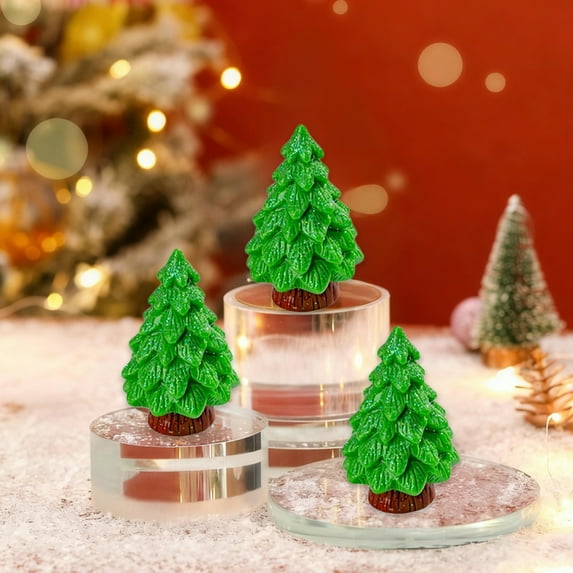 Lilgiuy Mini Christmas Tree Ornaments, Multicolor Luminous Christmas Tree, Miniature Christmas Tree Tabletop Decoration, Xmas Tree Gifts for Your Family or Friends ,1.5"x0.945", Green